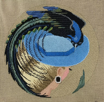 4900  Magnificence 8" Round 18 Mesh Canvas Only Inquire If Stitch Guide Is Available Leigh Designs Bird of Paradise Hat