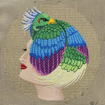 4907 Dazzling 8" Round 18 Mesh Canvas Only Inquire If Stitch Guide Is Available Leigh Designs Bird of Paradise Hat