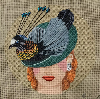 4905 Bewitching 8" Round 18 Mesh Canvas Only Inquire If Stitch Guide Is Available Leigh Designs Bird of Paradise Hat