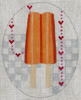 8122 Orange Popsicle 4" x 5" 18 Mesh Leigh Designs Ice Cream Social Canvas Only Inquire If Stitch Guide Is Available