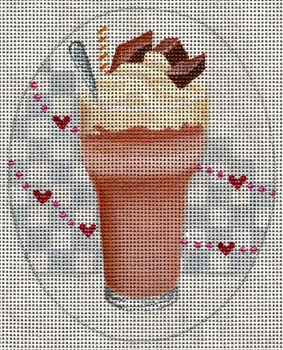 8124 Chocolate Malt 4" x 5" 18 Mesh Leigh Designs Ice Cream Social Canvas Only Inquire If Stitch Guide Is Available