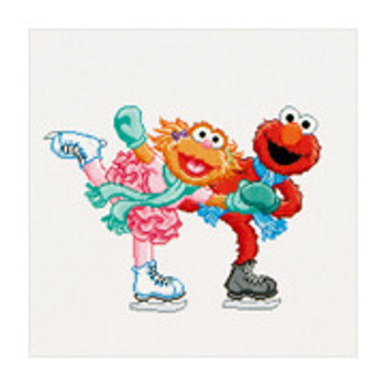 GOK763A Thea Gouverneur Kit Sesame Street Ice Skating Counted Cross Stitch Kit