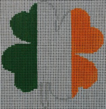 O158 Irish Flag Shamrock 4 x 4 18 Mesh Kristine Kingston Needlepoint Designs