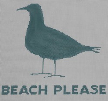 P112-13 12.5 x 12.5	Beach Please - White Background13 Mesh Kristine Kingston Needlepoint Designs