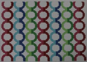 P134 Pink, Blue, and Green Circles Clutch  9 x 6 13 Mesh Kristine Kingston Needlepoint Designs