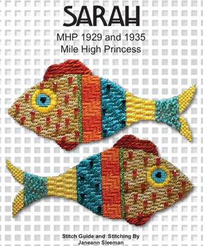 MH1935 Sarah - Left Fish 6 x 3 With Stitch Guide 18 Mesh Mile High Princess Designs