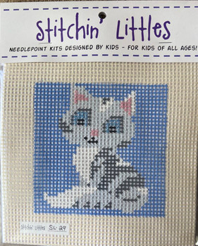 SL-29 Pretty Kitty 5 x 5 7 Mesh Stitchin' Littles Kit Purple Palm Designs