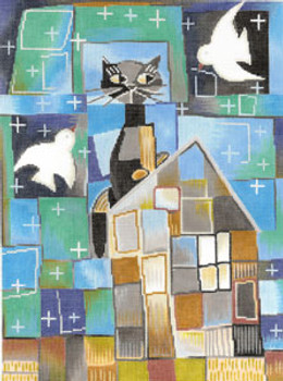 KS-12 Cat on a Cold Tin Roof 9x12 18 Mesh KEN SWINSON Meredith Collection