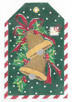 XO-197j Gift Tag - Golden Bells and Holly 6x4 18 Mesh Meredith Collection
