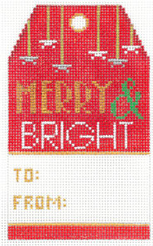 XO-198d Gift Tag - Merry & Bright  3 x4 3/4 18 Mesh Meredith Collection