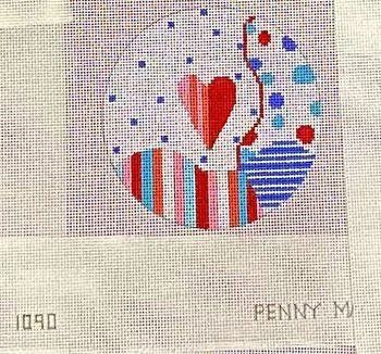 PM1090 Red/Blue Heart 4"rd 18 Mesh  Penny MacLeod The Collection Designs