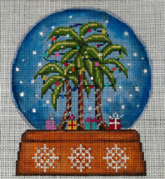 CHRISTMAS GE630 Palm Tree Snowglobe 5.5" x 5" 18 Mesh Gayla Elliott