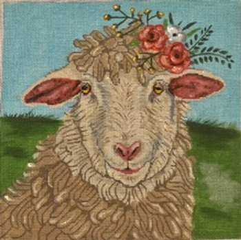 GEP281 Lamb with Flowers 12 X 12 13 Mesh Gayla Elliott