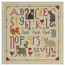 06 The Drawn Thread The Cats Meow 8 x 8 inches 18 Mesh Egg Shell