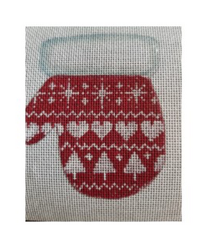 CANX16	Red and White mitten	18 Mesh CANVAS COOKIE Cheryl Schaeffer And Annie Lee Designs