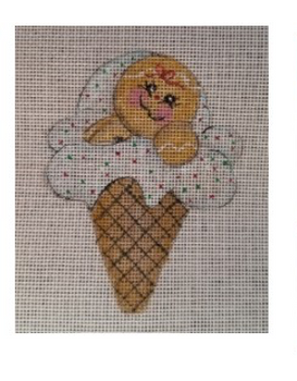 CANX28	Ice Cream gingerbread	18  Mesh CANVAS COOKIE Cheryl Schaeffer And Annie Lee Designs