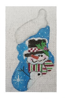 CANX22	Snowman Stocking	18  Mesh CANVAS COOKIE Cheryl Schaeffer And Annie Lee Designs