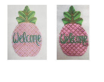 CANB13	Welcome Pineapple	18  Mesh CANVAS COOKIE Cheryl Schaeffer And Annie Lee Designs