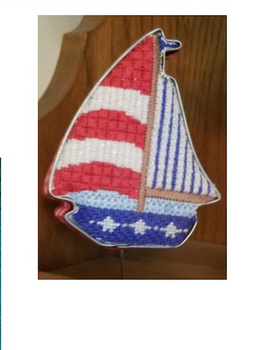 CANB18	sail boat	      18  Mesh CANVAS COOKIE Cheryl Schaeffer And Annie Lee Designs