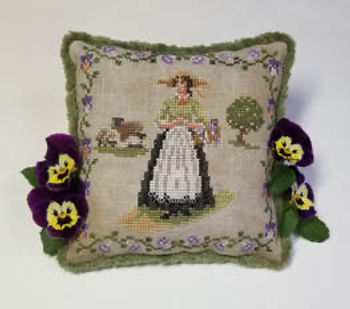 Stitching in the Garden - Pincushion 184  85w x 85h Blackberry Lane Designs 19-1372 YT