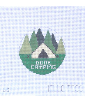 Hello Tess Designs HT65 Gone Camping ​ 4.5” round on 18  mesh