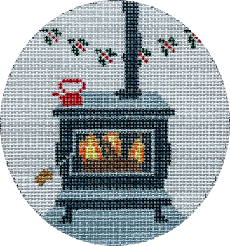 Hello Tess Designs HT77 Holiday Stove  4” round 18 mesh