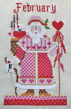 CN0125 February Santa Cross Stitch Kit  4.74"w x 8"h - 16 Ct Kelly Clark