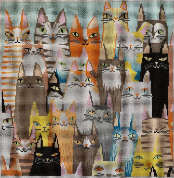 ASIT108	Many Cats	12X12 13 Mesh A Stitch In Time