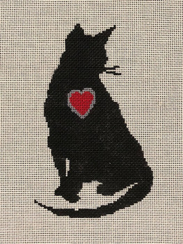 ASIT321	Cat with Heart	3.5X5.75	 18 Mesh A Stitch In Time