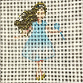 ASIT425	Girl in a Blue Dress 6X6 18 Mesh A Stitch In Time