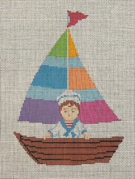 ASIT418 Boy in a Boat	6X8	 18 Mesh A Stitch In Time