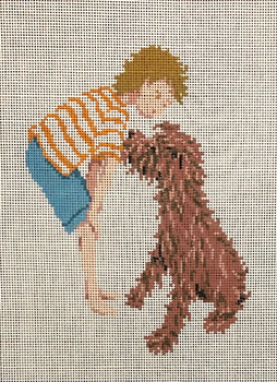 ASIT416 Boy with dog 6X8	 18 Mesh A Stitch In Time