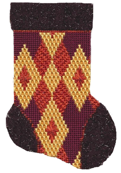 ASIT193 Rust/gold/burg mini sock  3.5 X 5 18 Mesh A Stitch In Time includes guide