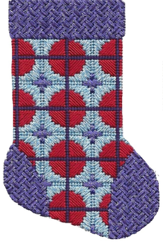 ASIT195 Purple/red/lt blue mini sock  3.5 X 5 18 Mesh A Stitch In Time includes guide