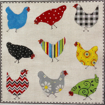 4232 PATTERNED CHICKENS 12.25 x 12.25 13 Mesh Alice Peterson Designs