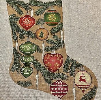 CHRISTMAS GE717  Ornament Stocking 19 x 24 18 Mesh Gayla Elliott