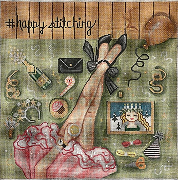 GEP322 #Happy Stitching New Years Eve 10 x 10 18 Mesh Gayla Elliott