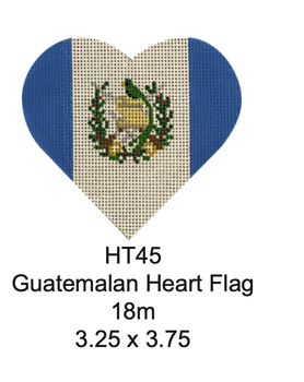 HT45 Guatemalan Flag Heart 3.25 x 3.75 18 Mesh Pepperberry Designs 