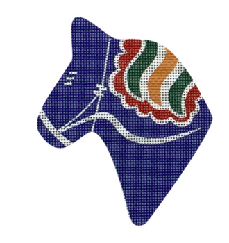 NOR14 Dala Horse Head, Blue  3.75 x 4 18 Mesh Pepperberry Designs 