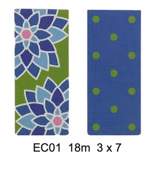 EC01 Graphic Flower Eyeglass Case, Blue 3 x 7 18 Mesh Pepperberry Designs