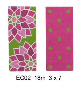 EC02 Graphic Flower Eyeglass Case, Pink 3 x 7 18 Mesh Pepperberry Designs