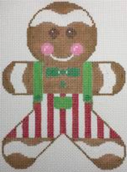 RD 200-1 Mini Gingerbread Boy – Red & Green 18M 6.5"x4.5" Rachel Donley Needlepoint Designs