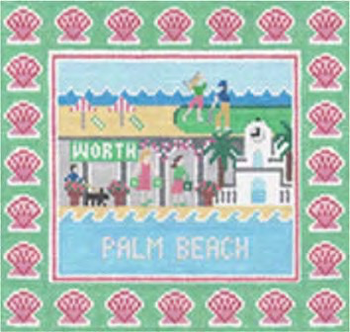 Palm Beach Florida  8.75 x 8.75 13 Mesh Doolittle Stitchery S327