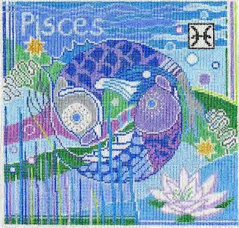 Zodiac Pisces 11 x 11 13 Mesh Doolittle Stitchery Z103