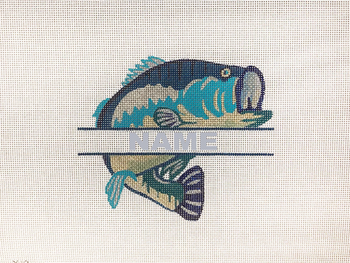 Under Water/Animals/Birds/Thing Swim Y12 Fishing Name Plate 7 x 7 13 Mesh Oasis Needlepoint