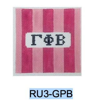 Sorority Series:  RU3-GPB Gamma Phi Beta 3” Rugby Stripe Square 18 Mesh Kangaroo Paw Designs