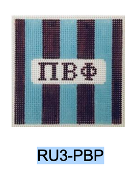 Sorority Series:  RU3-PBP Pi Beta Phi 3” Rugby Stripe Square 18 Mesh Kangaroo Paw Designs