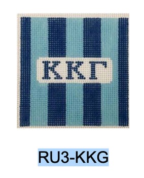 Sorority RU3-KKG Kappa Kappa Gamma Rugby Stripe 3" square 18 Mesh Kangaroo Paw Designs