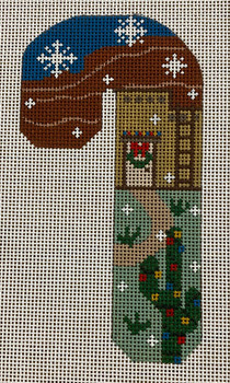 CH-591 Adobe House Candy Cane 2 7⁄8 x 5 1⁄2 18 Mesh CH Designs With Stitch Guide