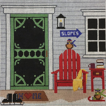 AL0166 SKI HOUSE DOORWAY 81⁄2 x 81⁄2 ANNIE LANE DESIGNS 18 Mesh With Stitch Guide